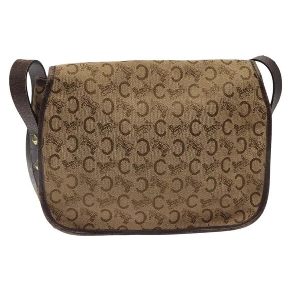 CELINE C Sulky Shoulder Bag Canvas Brown Gold Auth - Picture 2 of 15